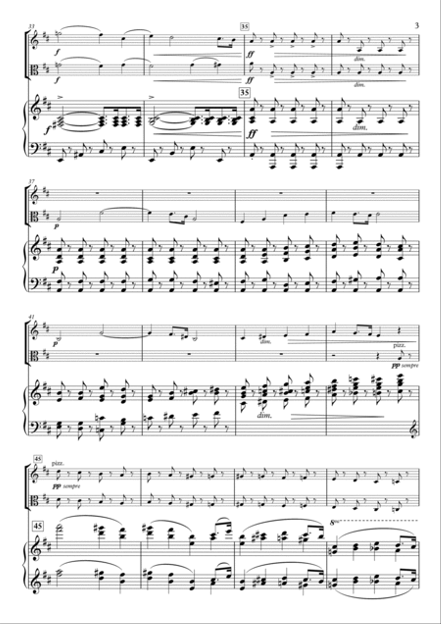 Miniatures, No.9 Marche Militaire, H.89-3 for Violin, Viola & Piano Piano Trio scores gallery preview page 3