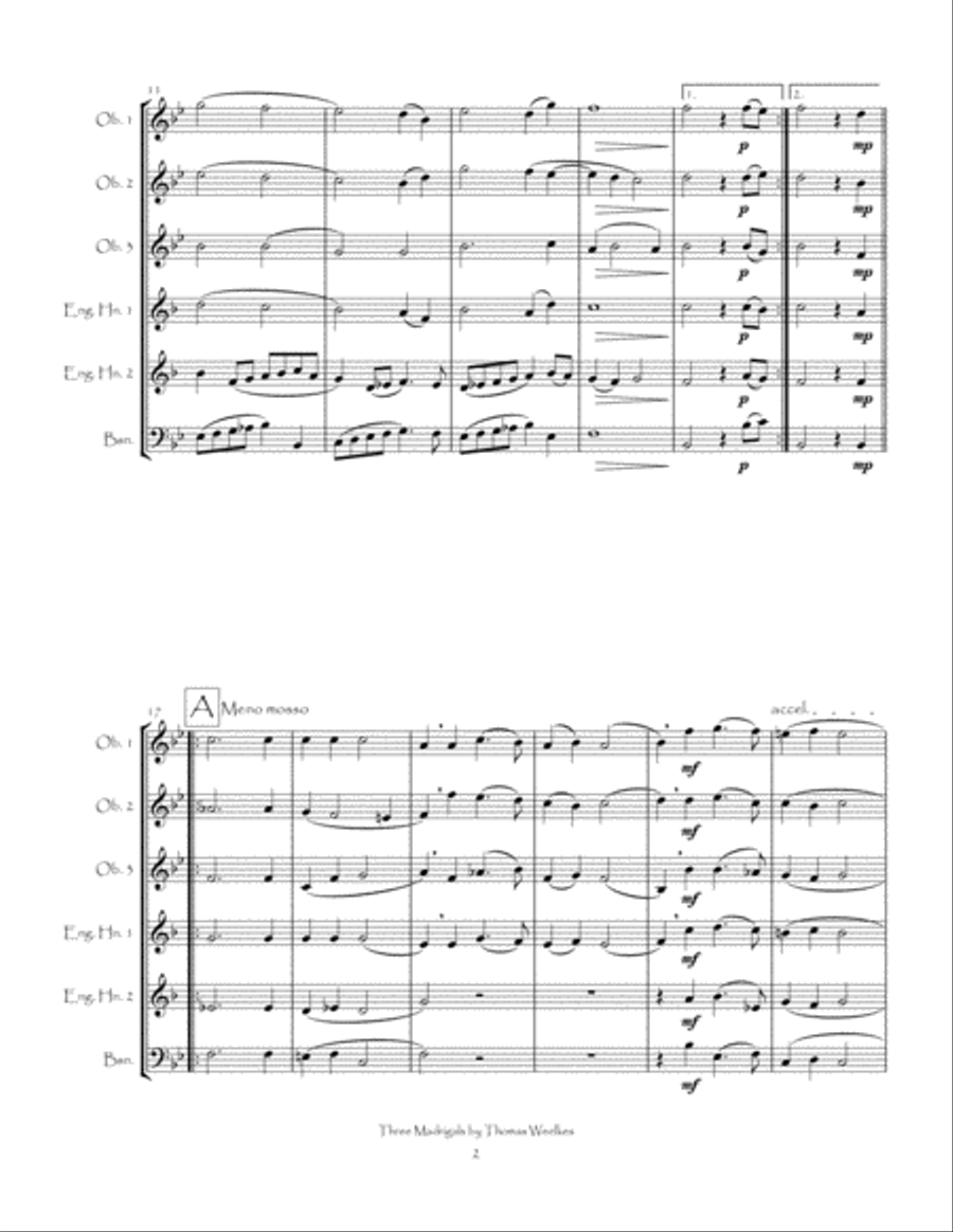 Three Weelkes Madrigals for Double Reed Choir Woodwind Ensemble scores gallery preview page 5