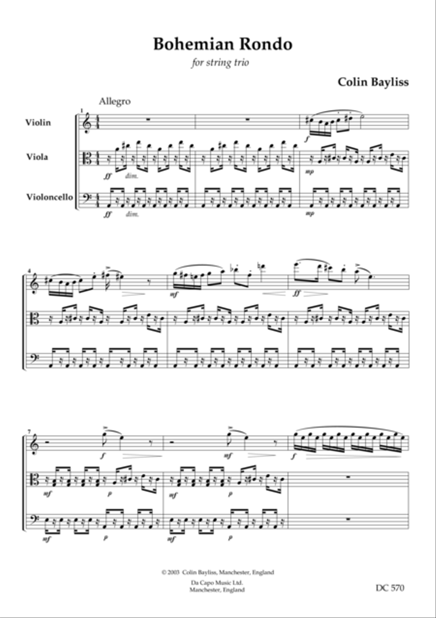 Bohemian Rondo for string trio String Trio scores gallery preview page 1