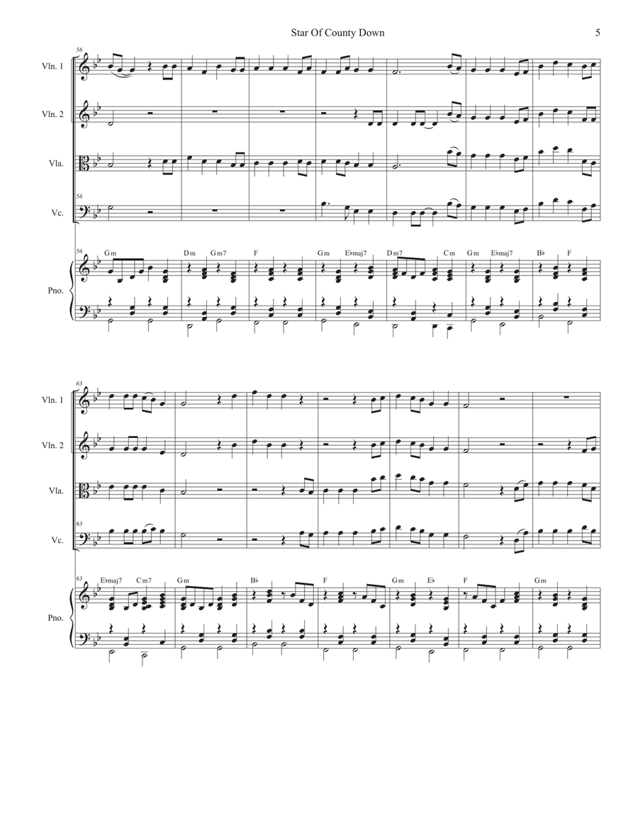 Star Of County Down (String Quartet and Piano) String Quartet scores gallery preview page 5