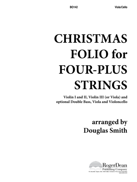 Christmas Folio for Four-Plus Strings - Viola/Cello