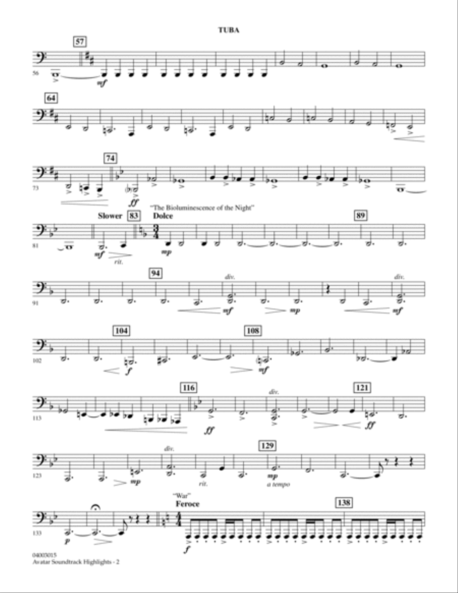 Avatar Soundtrack Highlights - Tuba Concert Band scores gallery preview page 2