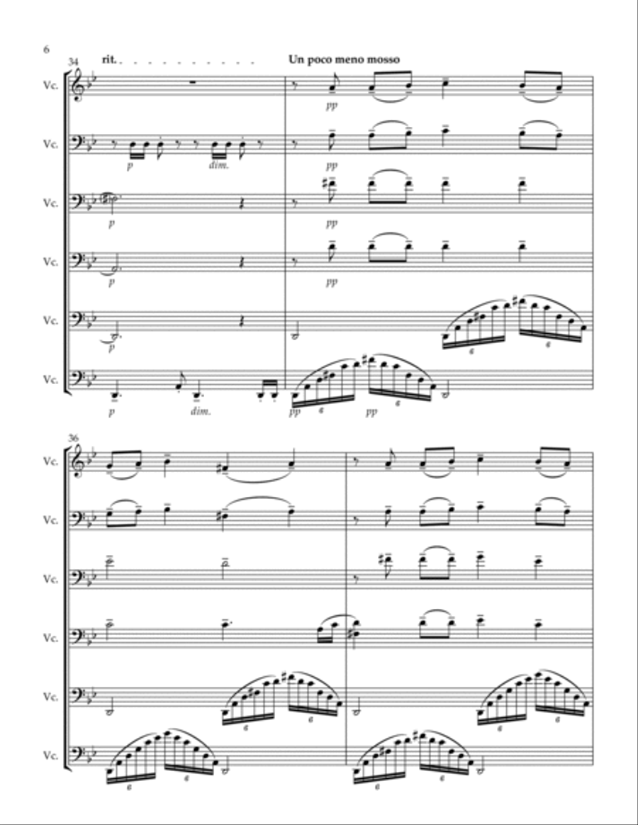 Rachmaninoff - Prelude in G minor, Op. 23 No. 5 (Arranged for 6 Cellos) Cello Solo scores gallery preview page 6