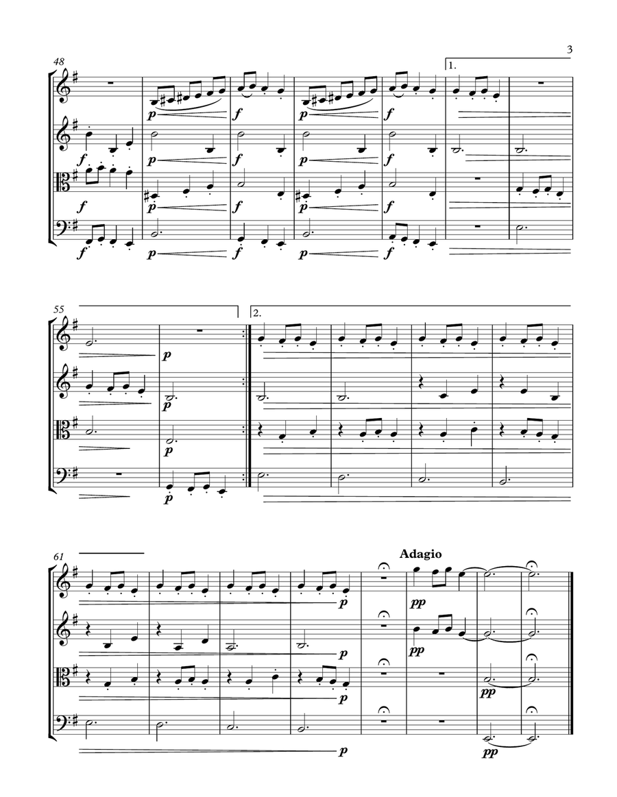 Carol of the Bells (String Quartet) - Score and parts String Quartet scores gallery preview page 3