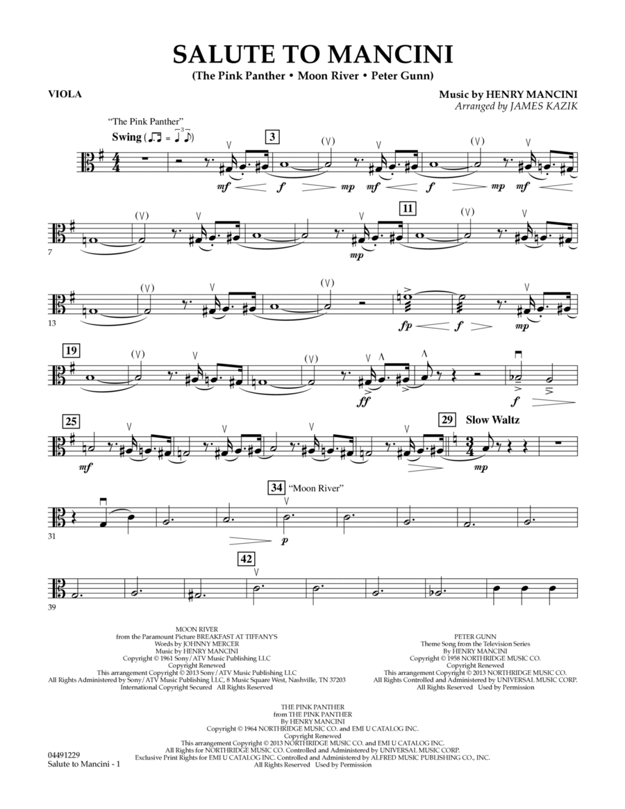 Salute to Mancini - Viola Orchestra scores gallery preview page 1