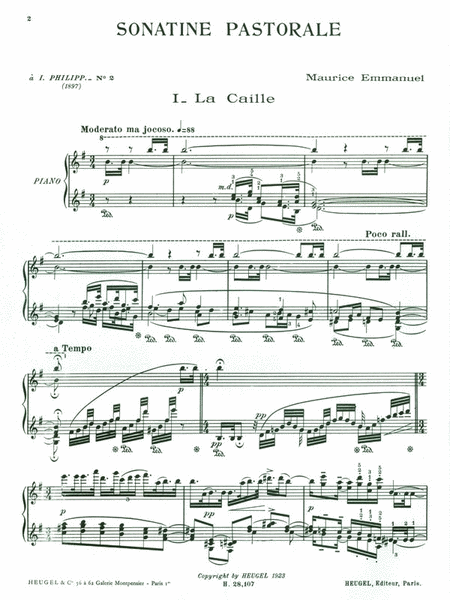 Sonatine No.2 'pastorale' (piano Solo)