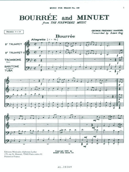 Bourree Et Menuet 'fireworks Music' (quartet-brass)