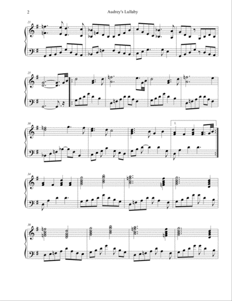 Audrey's Lullaby Piano Solo scores gallery preview page 2