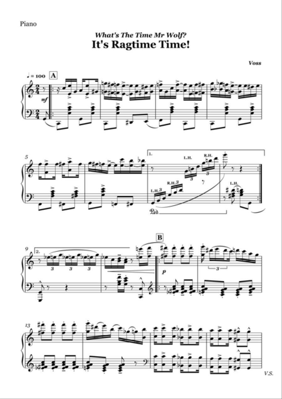 What's The Time Mr. Wolf? It's Ragtime Time! Piano Solo scores gallery preview page 1
