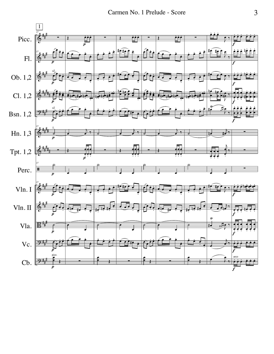 Prelude No. 1 from Carmen for Full Orchestra Full Orchestra scores gallery preview page 3