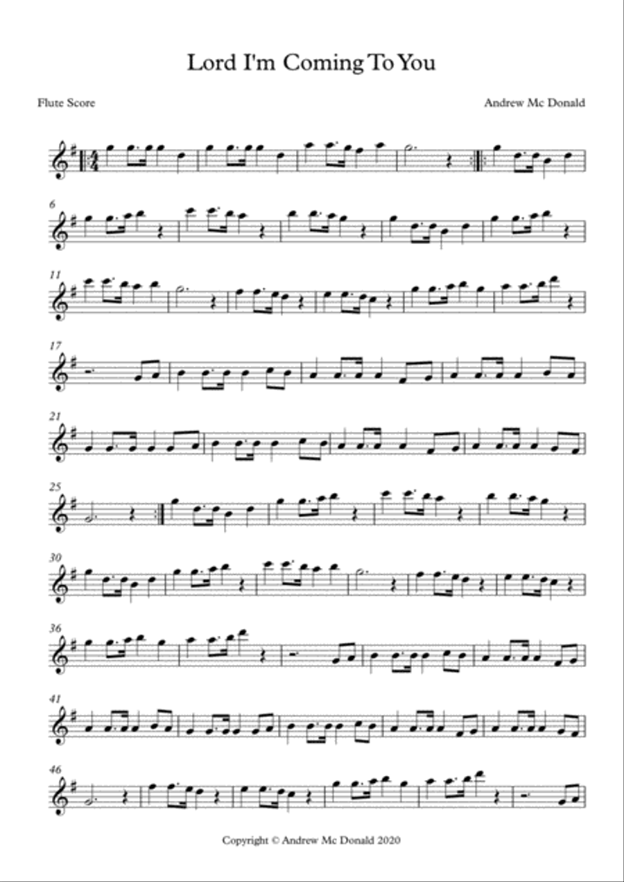 Lord I'm Coming To You Flute Score Concert Band scores gallery preview page 1