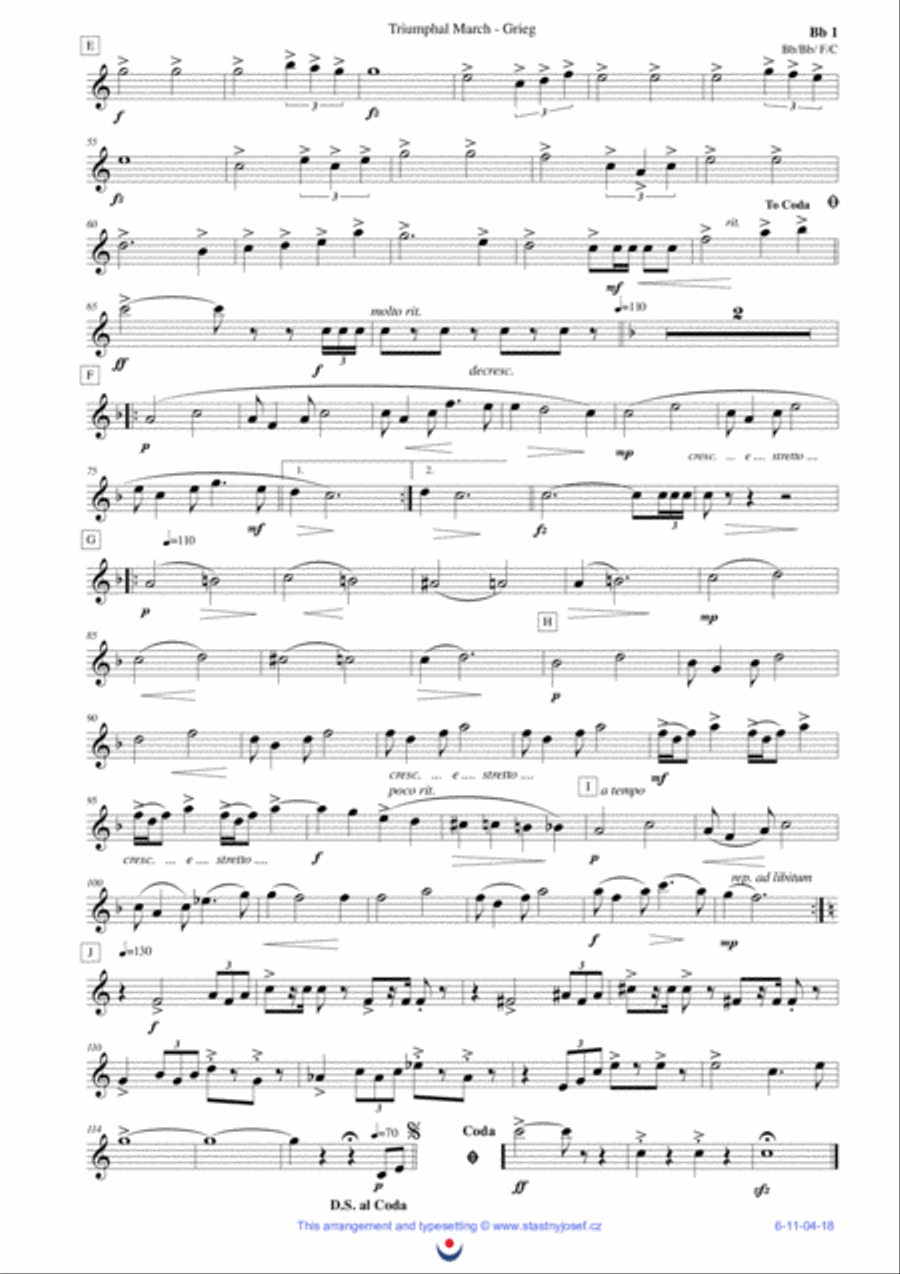 Triumphal March (Grieg) Brass Ensemble scores gallery preview page 6