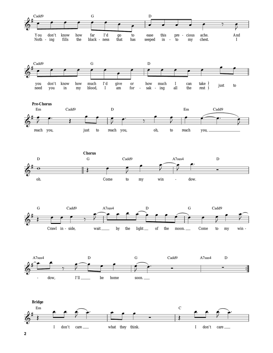 Come To My Window Acoustic Guitar scores gallery preview page 2