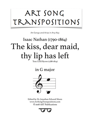 Book cover for NATHAN: The kiss, dear maid, thy lip has left (transposed to G major)