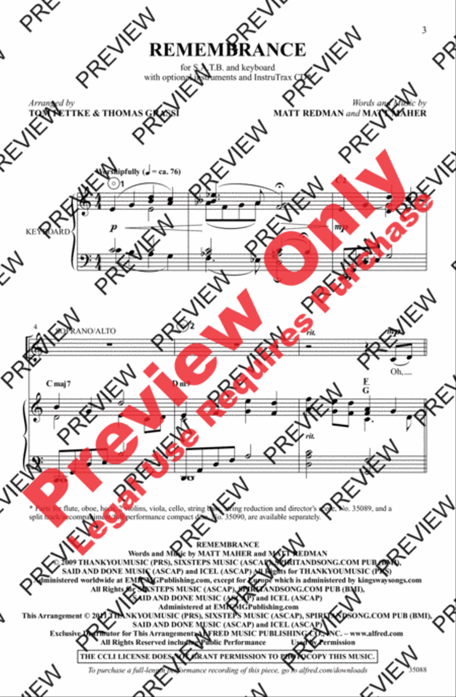 Remembrance Remembrance 4-Part scores gallery preview page 2