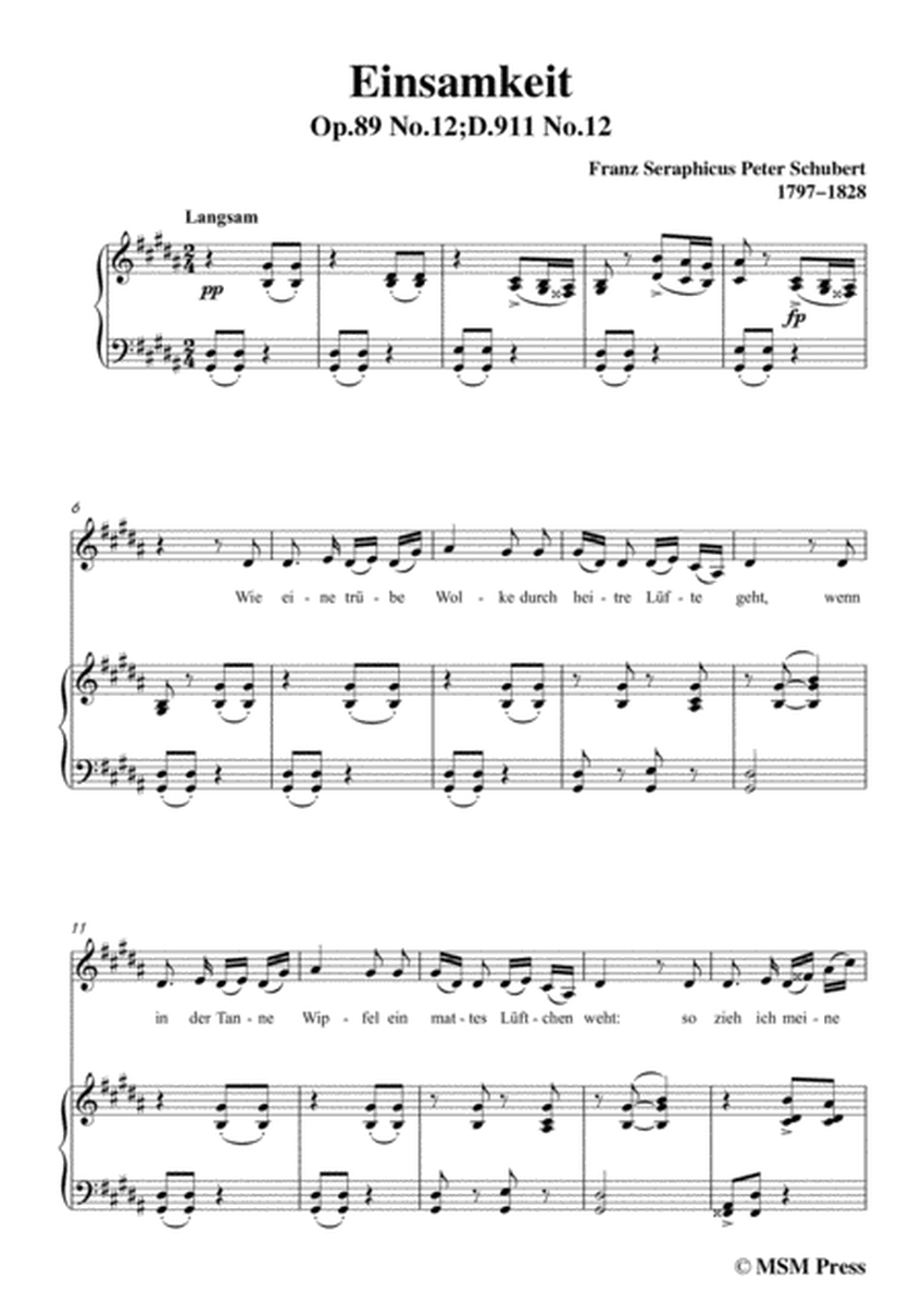 Schubert-Einsamkeit,from 'Winterreise',Op.89(D.911) No.12,in g sharp minor,for Voice&Pno image number null