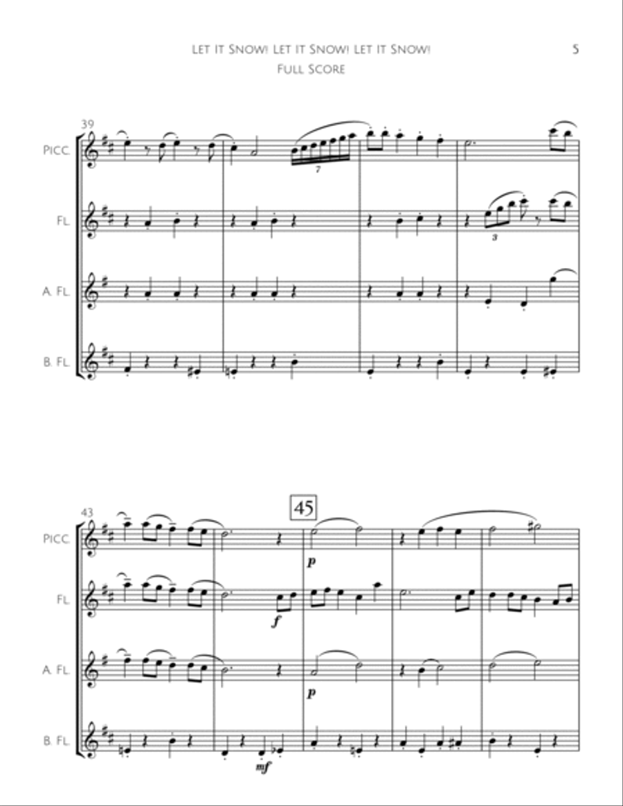 Let It Snow! Let It Snow! Let It Snow! Woodwind Quartet scores gallery preview page 6