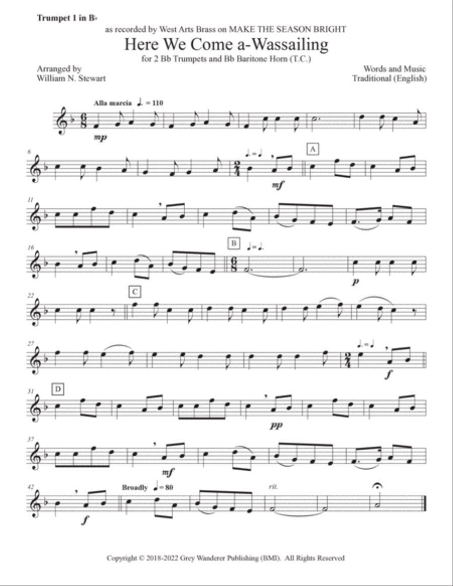 Here We Come a-Wassailing [Make the Season Bright collection] Baritone Horn TC scores gallery preview page 3