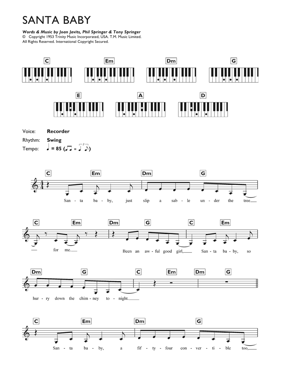 Santa Baby Santa Baby Piano Solo scores gallery preview page 1