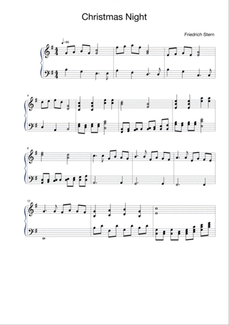 Christmas Night Piano Solo scores gallery preview page 1