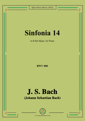 Book cover for Bach-Sinfonia No.14,in B flat Major,BWV 800