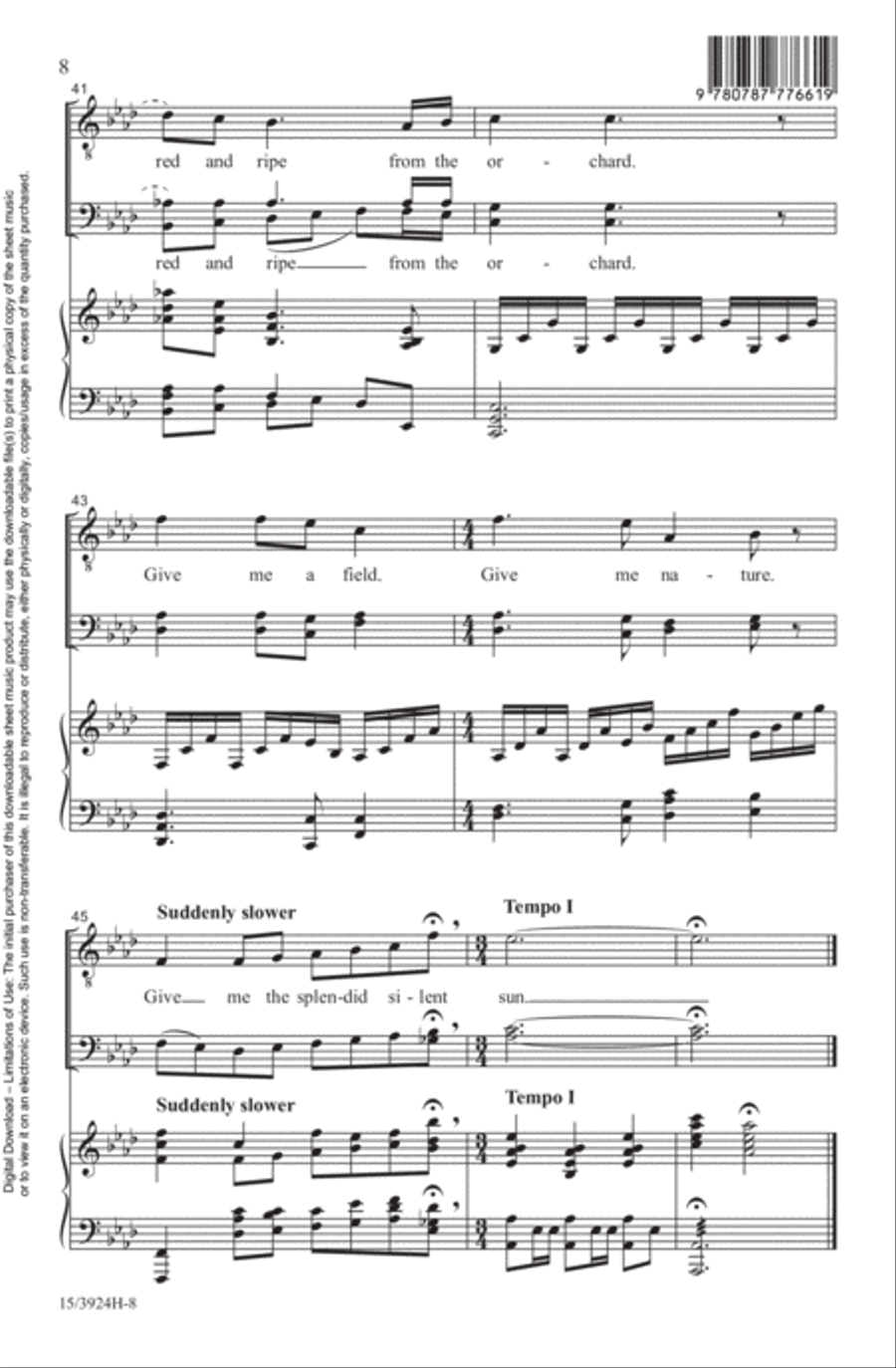 Give Me the Splendid Silent Sun TTB scores gallery preview page 8