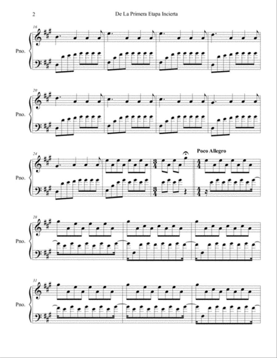 De La Primera Etapa Incierta Piano Solo scores gallery preview page 2