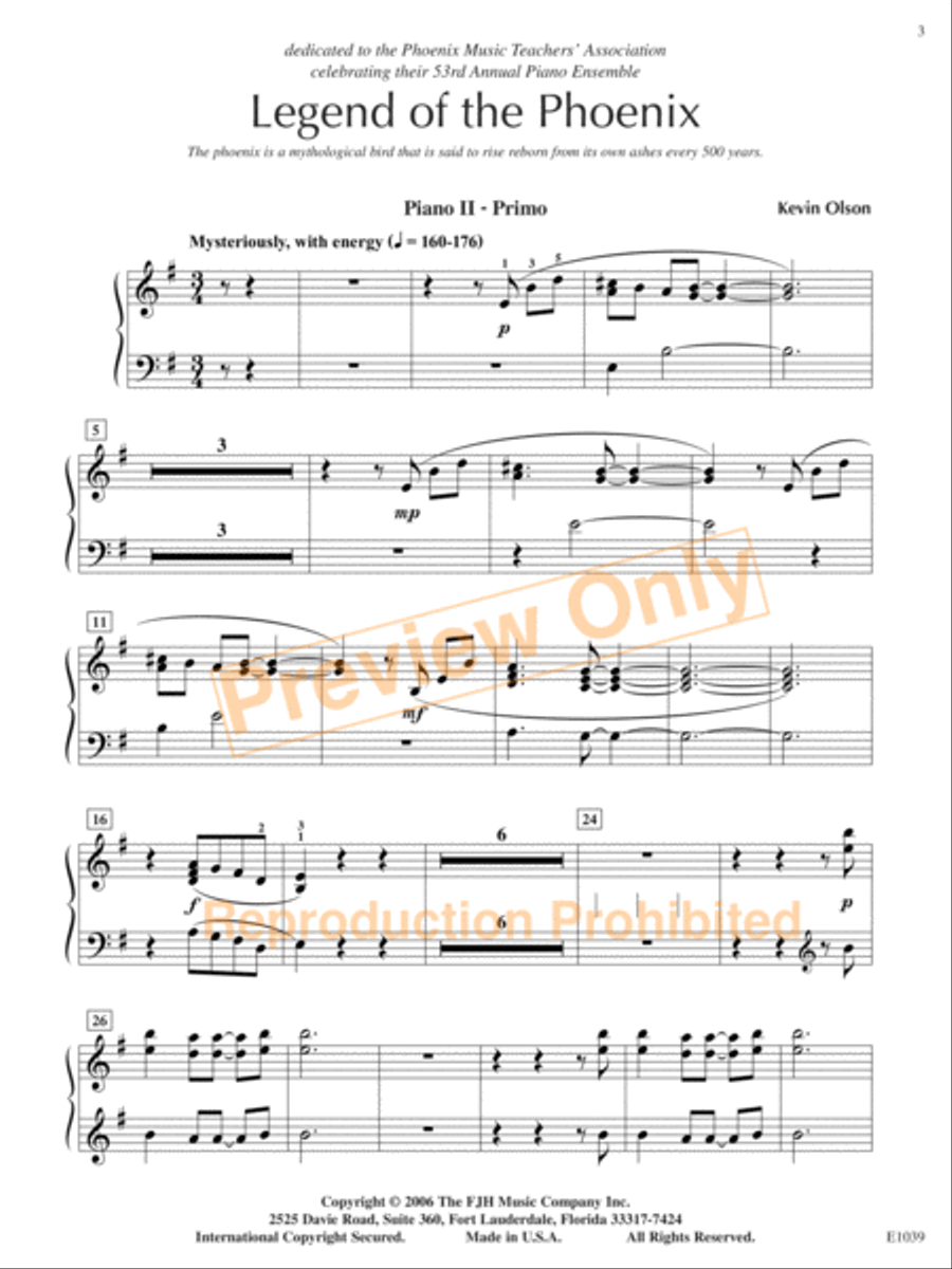 Legend of the Phoenix Piano Solo scores gallery preview page 6