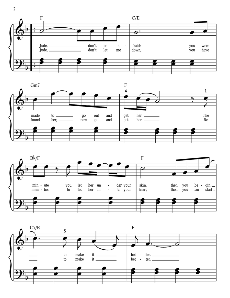 Hey Jude Hey Jude Easy Piano scores gallery preview page 2
