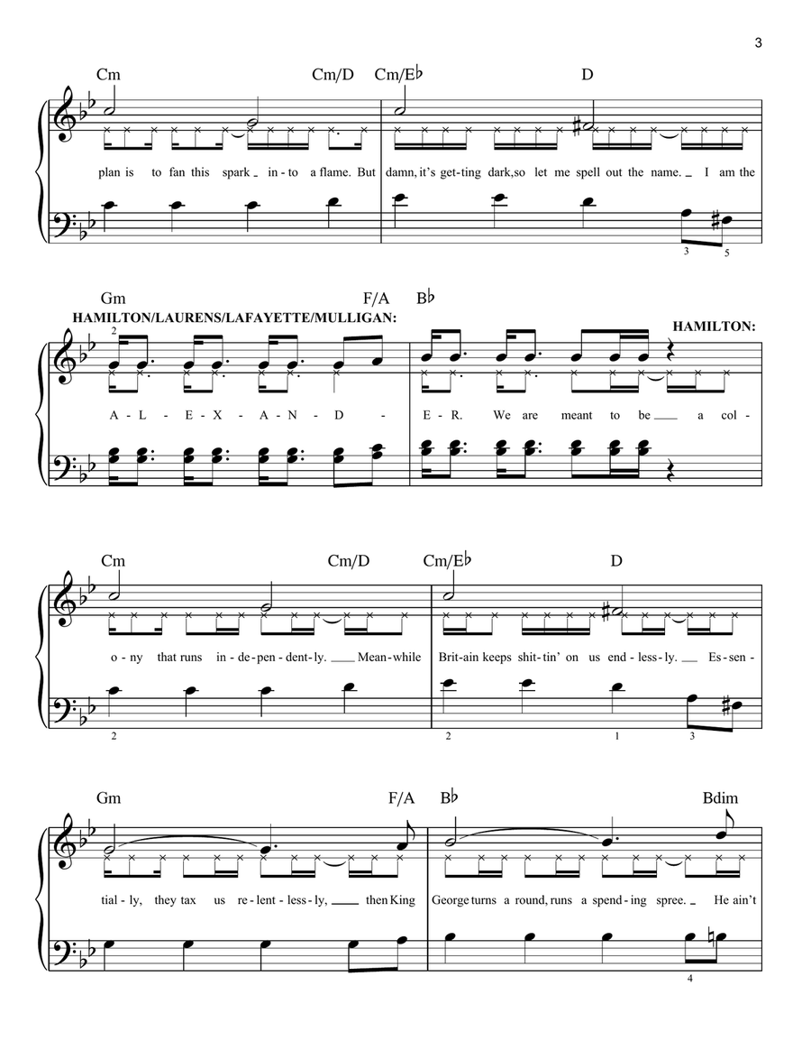 My Shot (from Hamilton) My Shot (from Hamilton) Easy Piano scores gallery preview page 3