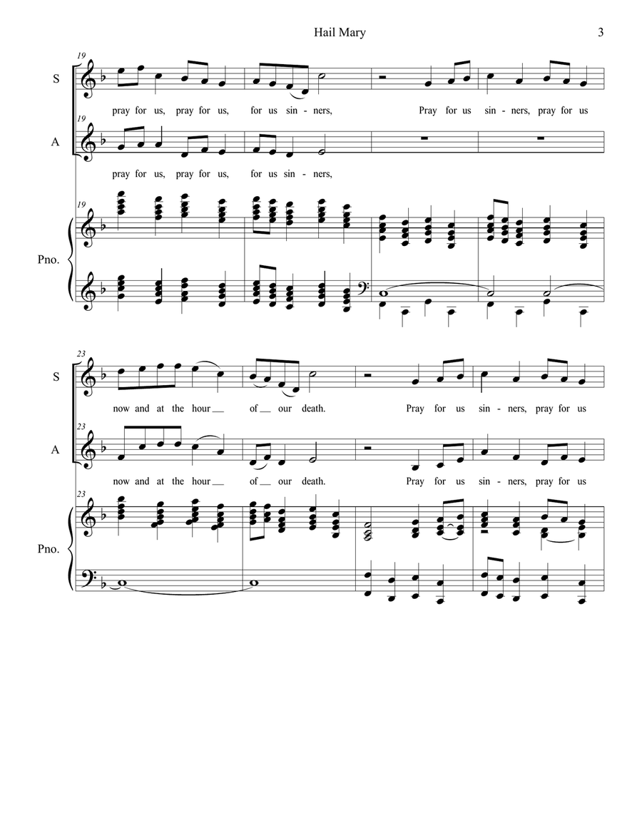 Hail Mary (For Women Ensemble) Piano scores gallery preview page 3