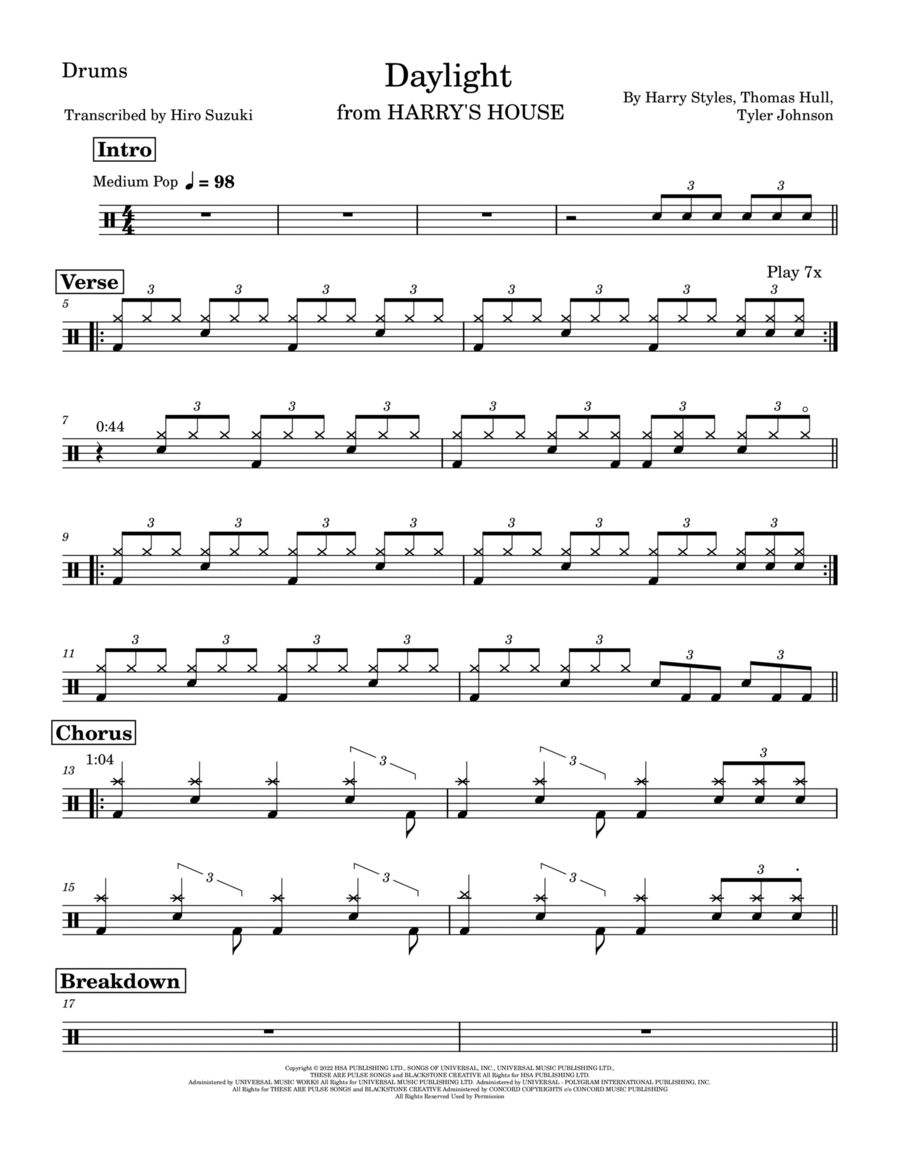 Daylight Daylight Drum Set scores gallery preview page 1
