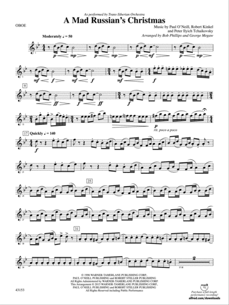 A Mad Russian's Christmas: Oboe Concert Band scores gallery preview page 1