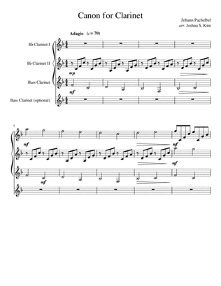 Pachelbel Canon for Clarinet Quartet