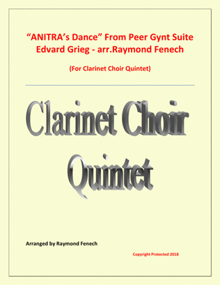 Book cover for Anitra's Dance - E. Grieg - Clarinet Choir Quintet