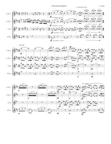 Trois Mouvements perpetuels (3 Perpetual Movements) by Poulenc for Sax Quartet image number null