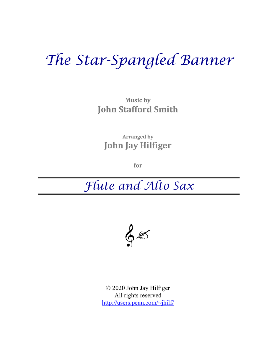The Star-Spangled Banner for Flute and Alto Sax Woodwind Ensemble scores gallery preview page 1