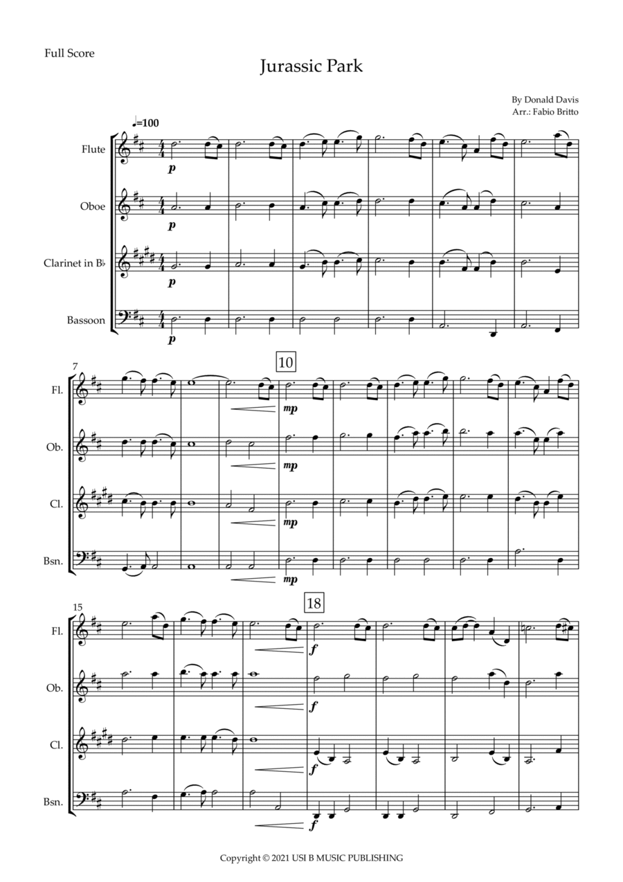 Jurassic Park Iii Woodwind Quartet scores gallery preview page 1
