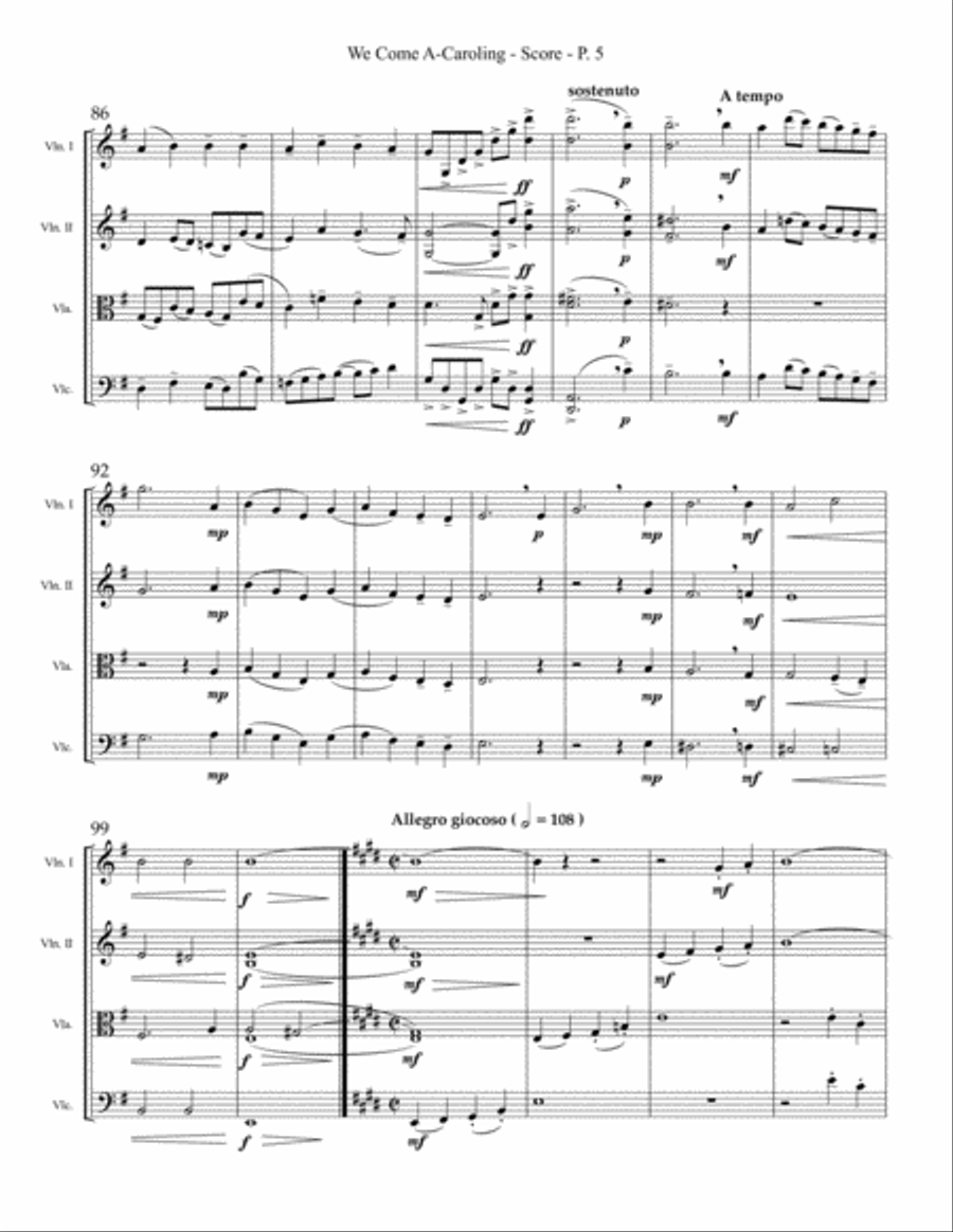 We Come A-Caroling String Quartet scores gallery preview page 5