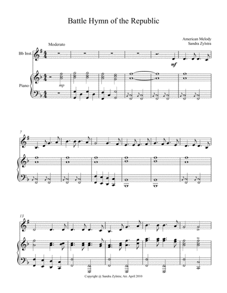 Battle Hymn of the Republic (treble Bb instrument solo) image number null
