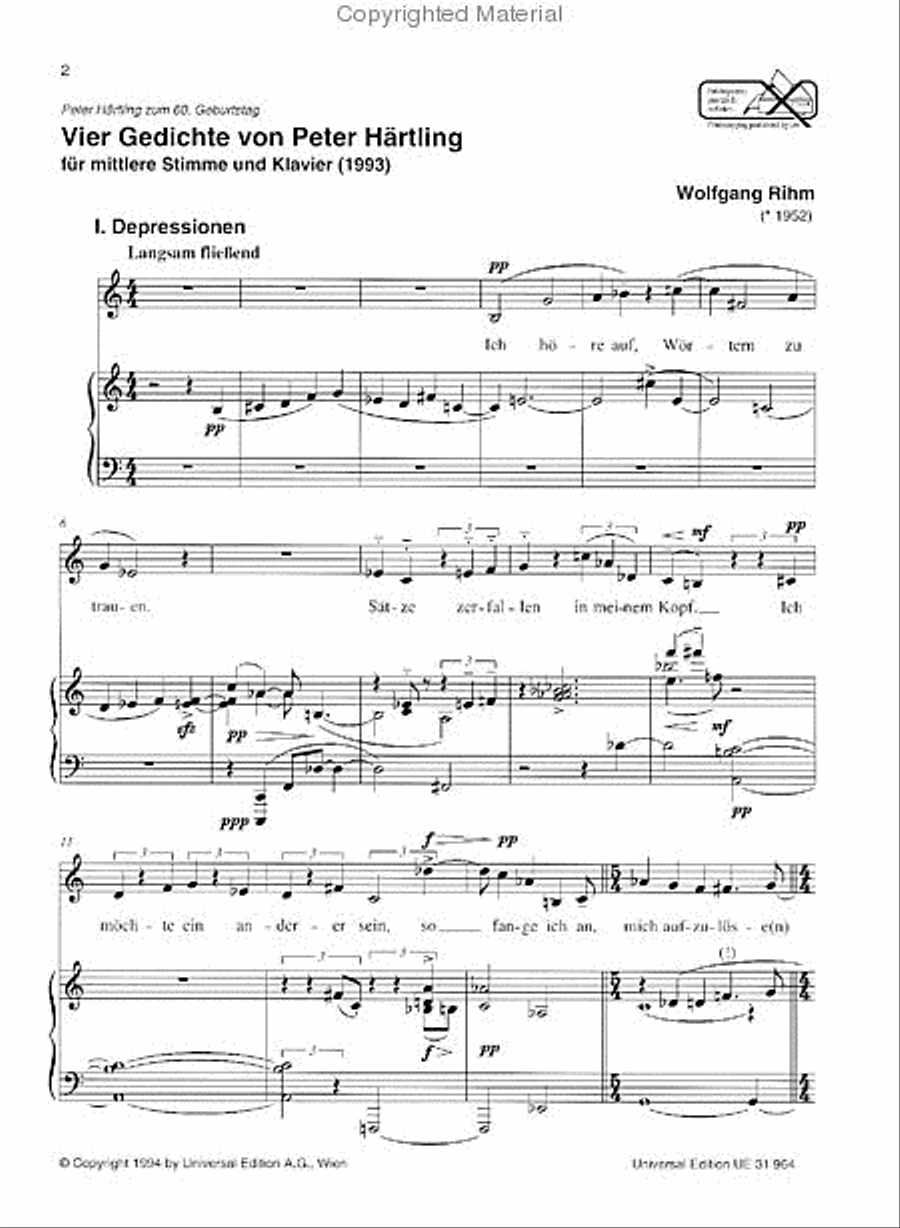 4 Gedichte Von Hartling-Voc/Pn Voice scores gallery preview page 2