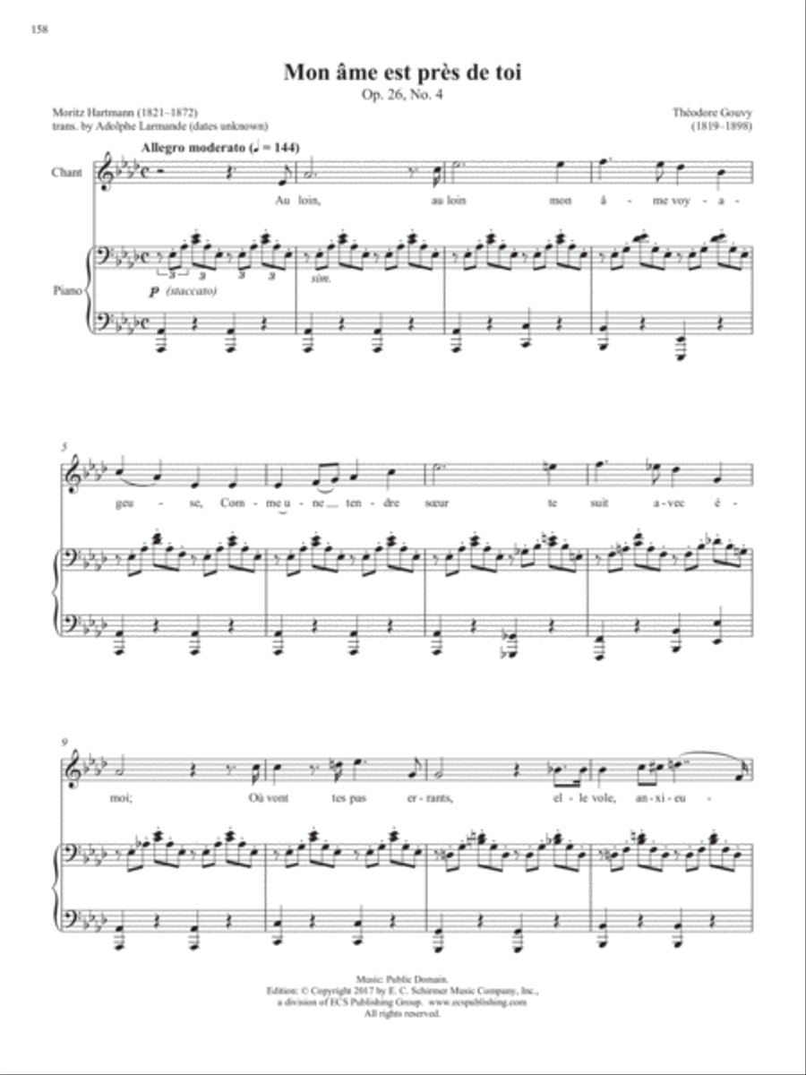 Op. 1, No. 4: Mon âme est près de toi from Songs of Gouvy, V2 Voice Solo scores gallery preview page 2