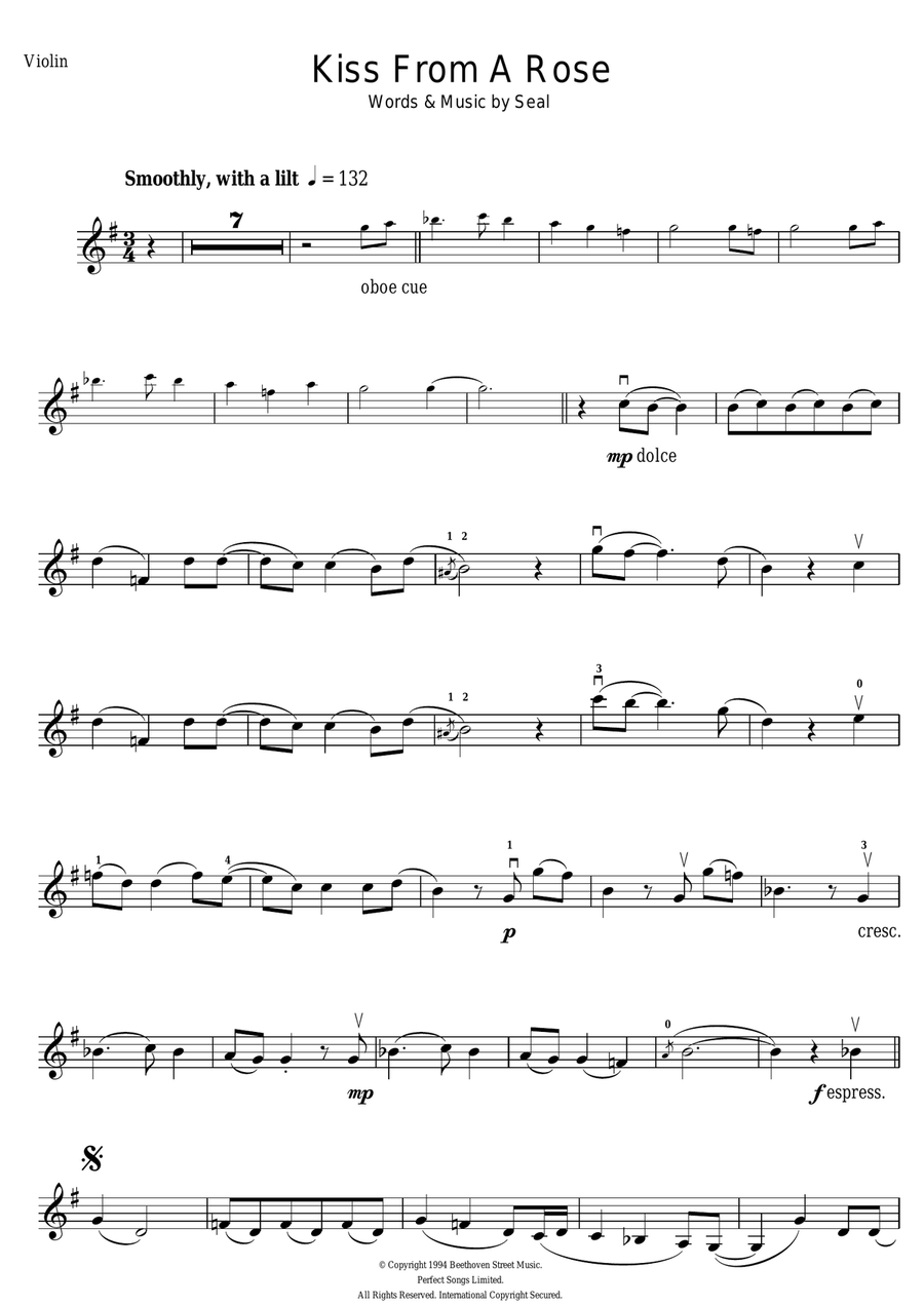 Kiss From A Rose Kiss From A Rose Violin Solo scores gallery preview page 1