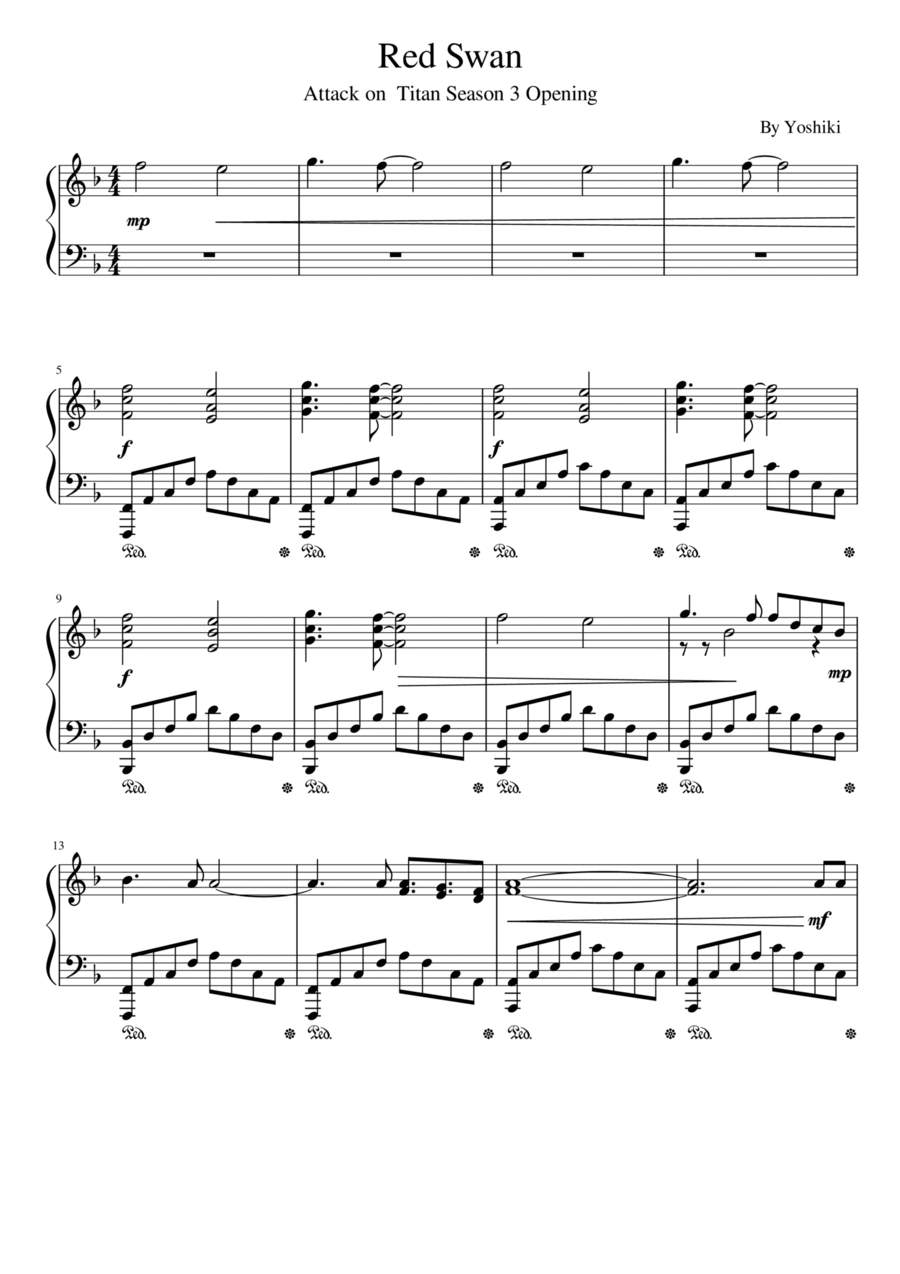 Red Swan Piano Solo scores gallery preview page 1