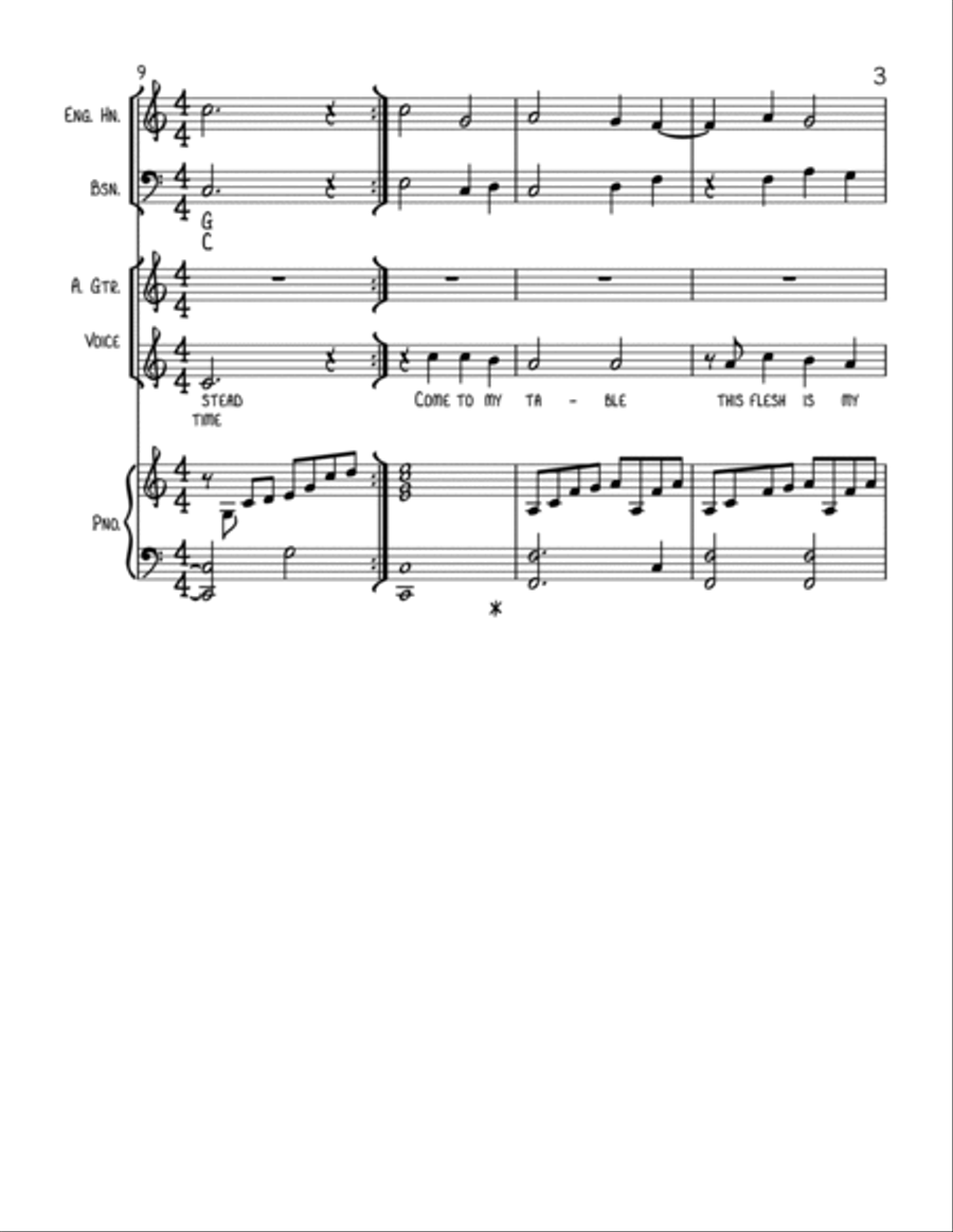 Come To My Table Come To My Table Piano, Vocal, Guitar scores gallery preview page 3