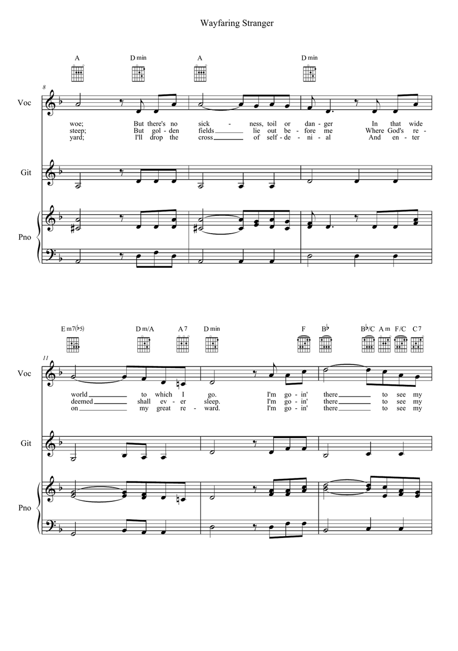 Wayfaring Stranger Voice Solo scores gallery preview page 2
