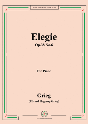 Grieg-Elegie Op.38 No.6,for Piano