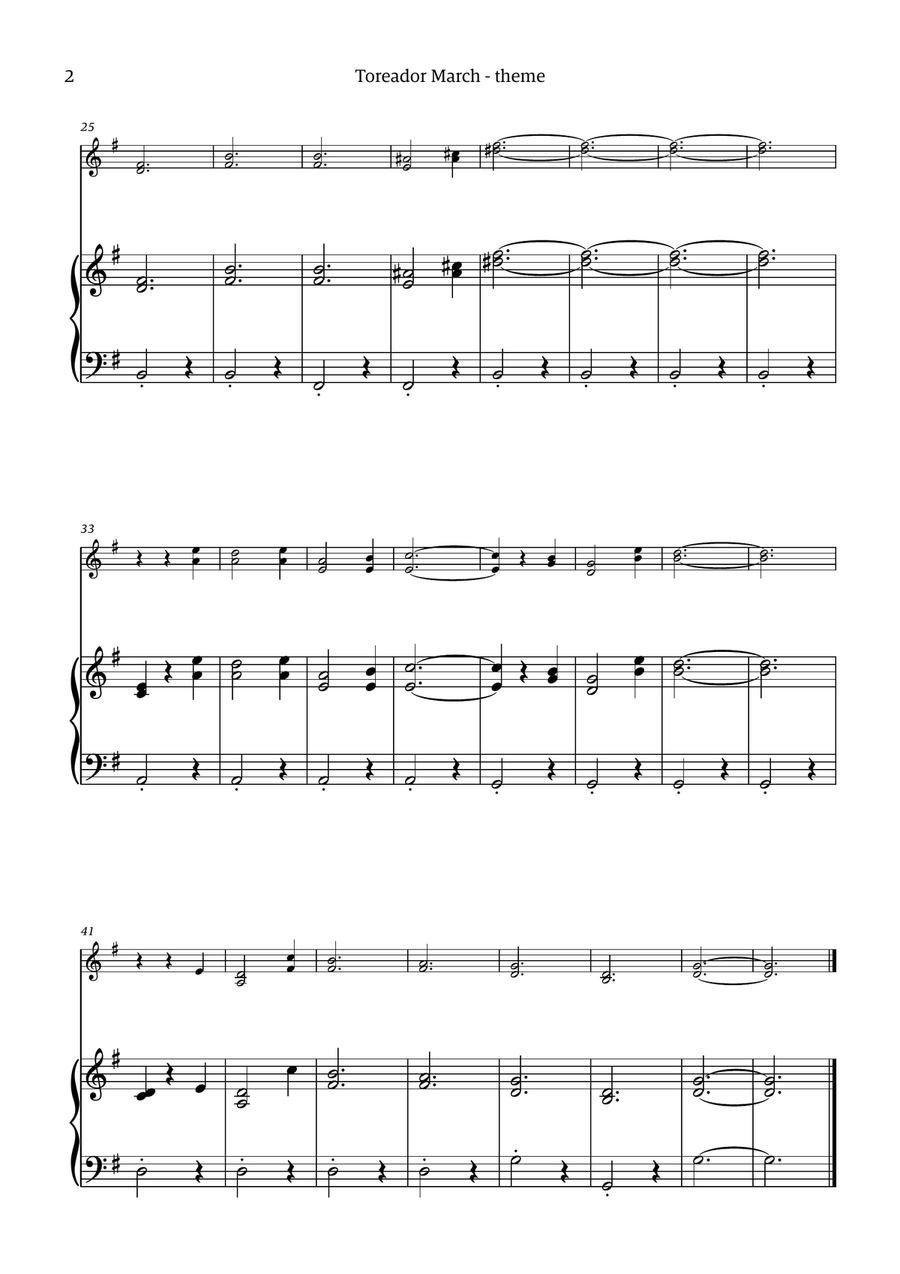 Toreador March (from the opera Carmen) - easy version Chamber Music scores gallery preview page 2