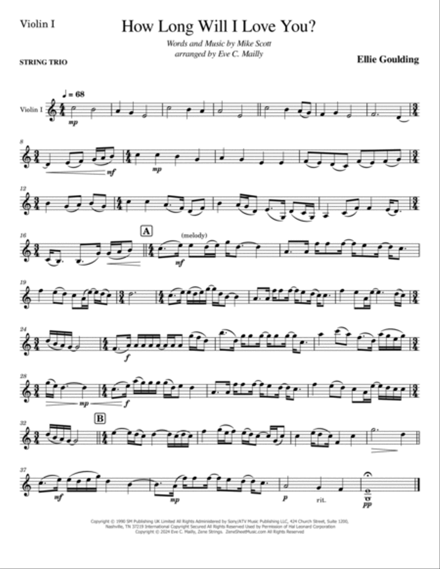 How Long Will I Love You String Trio scores gallery preview page 5