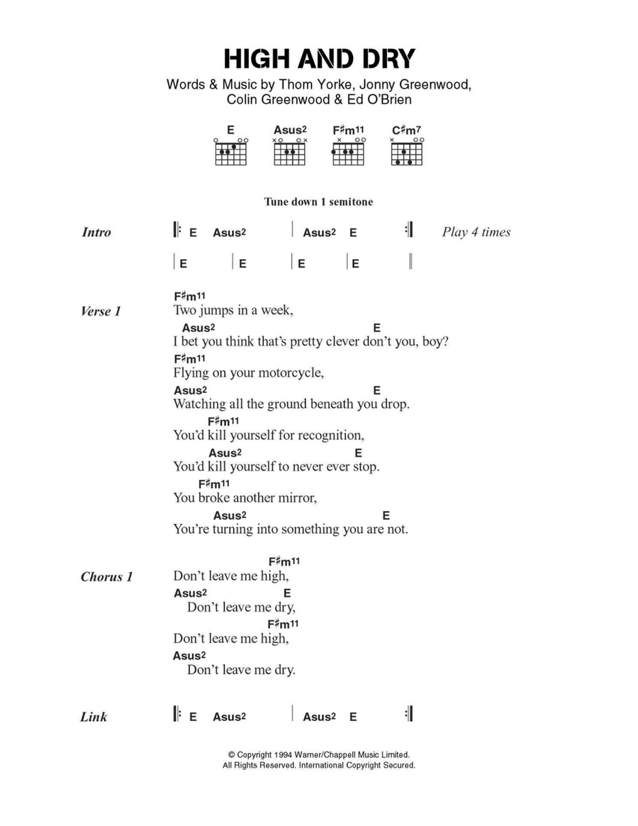 High And Dry Easy Guitar scores gallery preview page 1